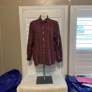 Allison Daley women  Burgundy Plaid Button Down Shirt
